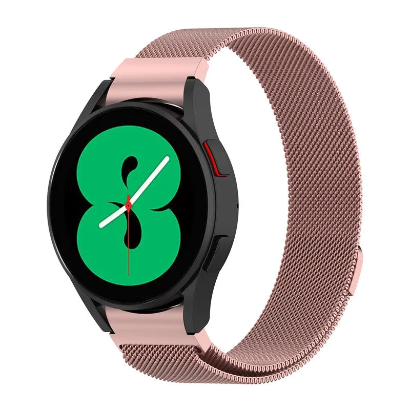 Magnetic Milan stainless steel watch strap for Samsung Watch4 in silver