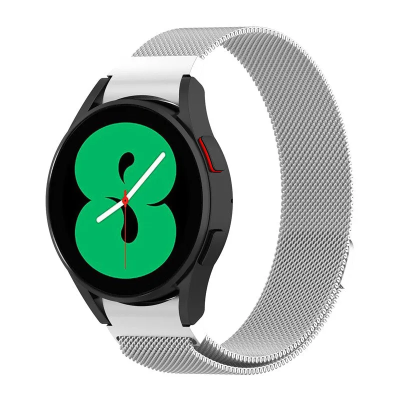 Magnetic Milan stainless steel watch strap for Samsung Watch4 in silver