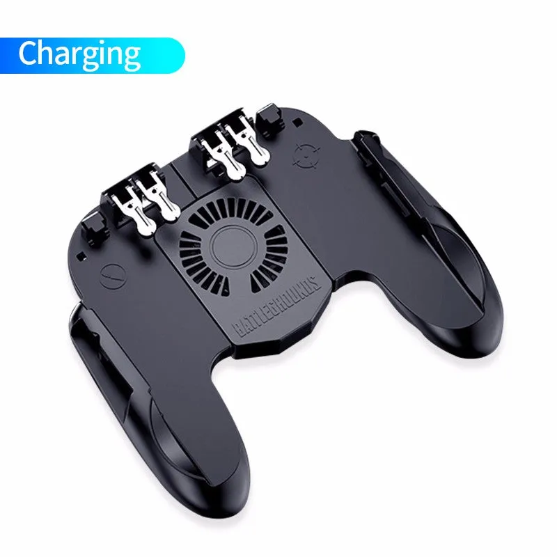 Six finger gamepad with bracket holding a smartphone, ABS zinc alloy, USB force feedback controller, 15.1cm