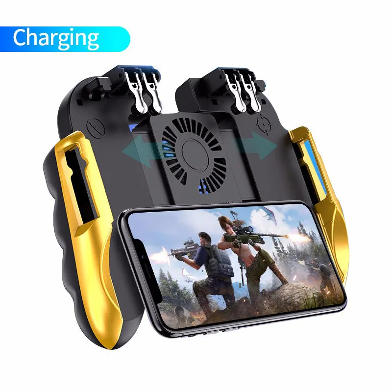 Six finger gamepad with bracket holding a smartphone, ABS zinc alloy, USB force feedback controller, 15.1cm