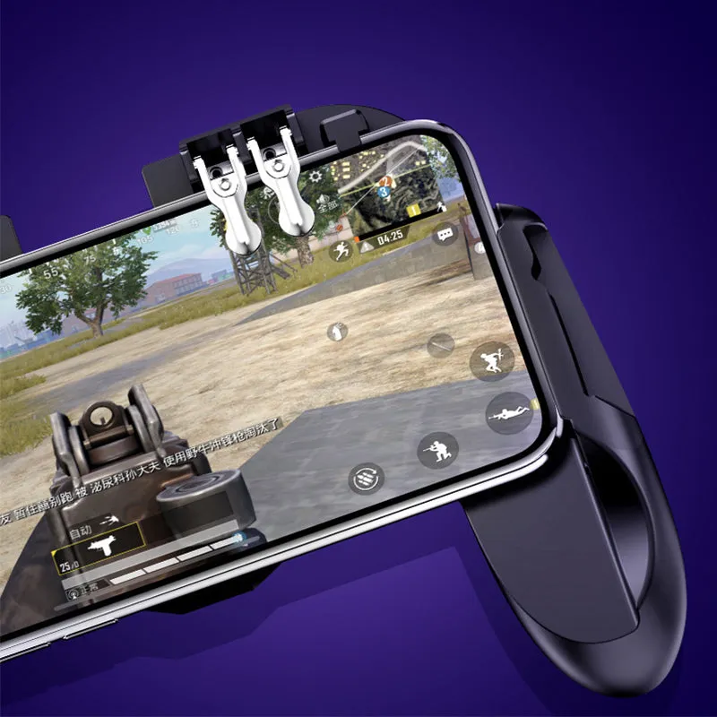 Six finger gamepad with bracket holding a smartphone, ABS zinc alloy, USB force feedback controller, 15.1cm