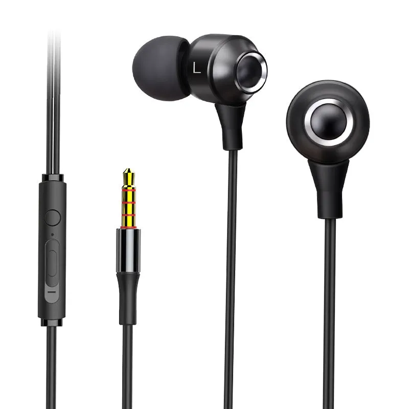 Wired in-ear headphones with 3.5mm straight plug, silicone earplugs, and TPE cable