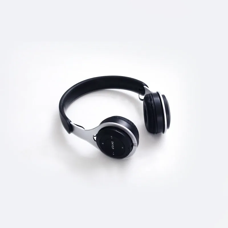 Binaural wireless headset in Black with head-mounted design and Bluetooth 5.0