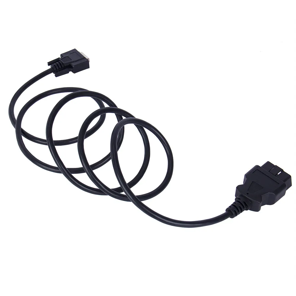Black OBD2 male to DB26 female extension cable 180cm long with connectors visible