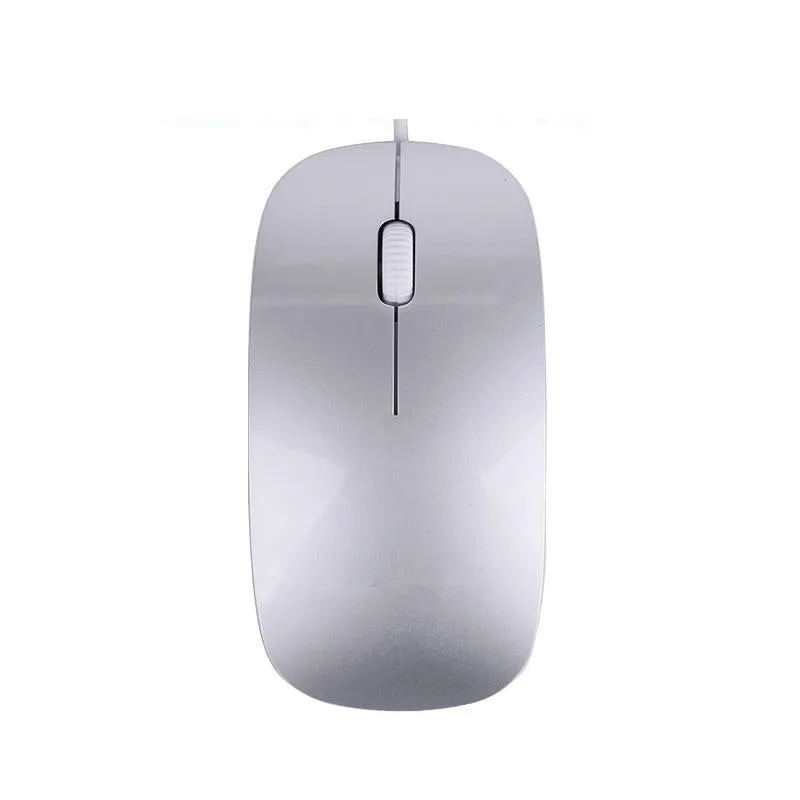 Ultra-thin wired mouse in mute black with USB cable and compact 110x58x21mm profile