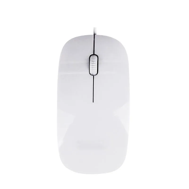 Ultra-thin wired mouse in mute black with USB cable and compact 110x58x21mm profile
