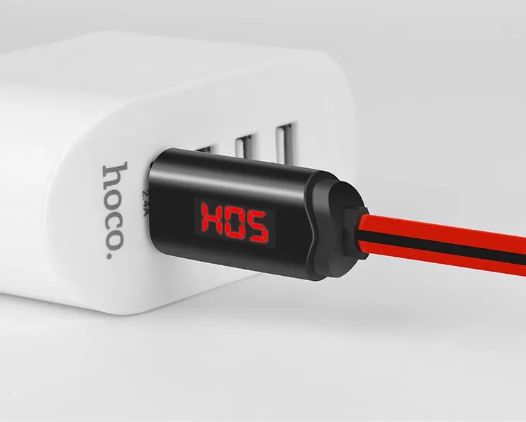Intelligent timing fast charging data cable 1m length red white Micro USB 8Pin Type-C