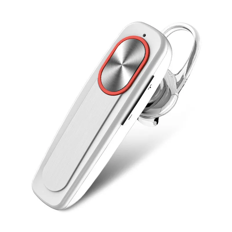 L9 mono Bluetooth headset with power display, ear hook, and silicone ear cap, black colour