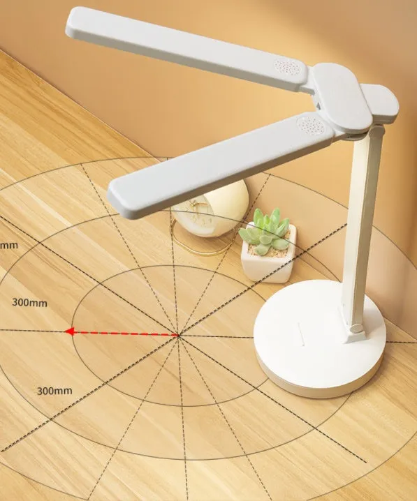 Eye protection LED rechargeable student desk lamp with double-head folding design and touch switch