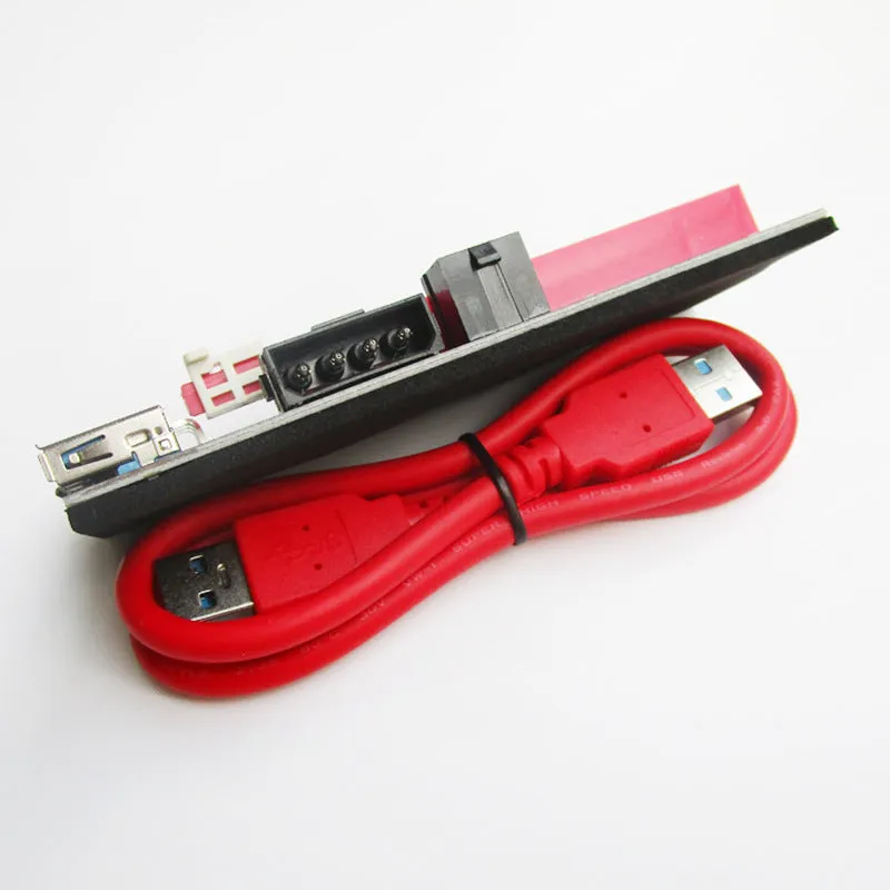 Red PCI-E 1X to 16X video card extension cable 60cm with USB3.0 connector and dual 6P/4P power ports