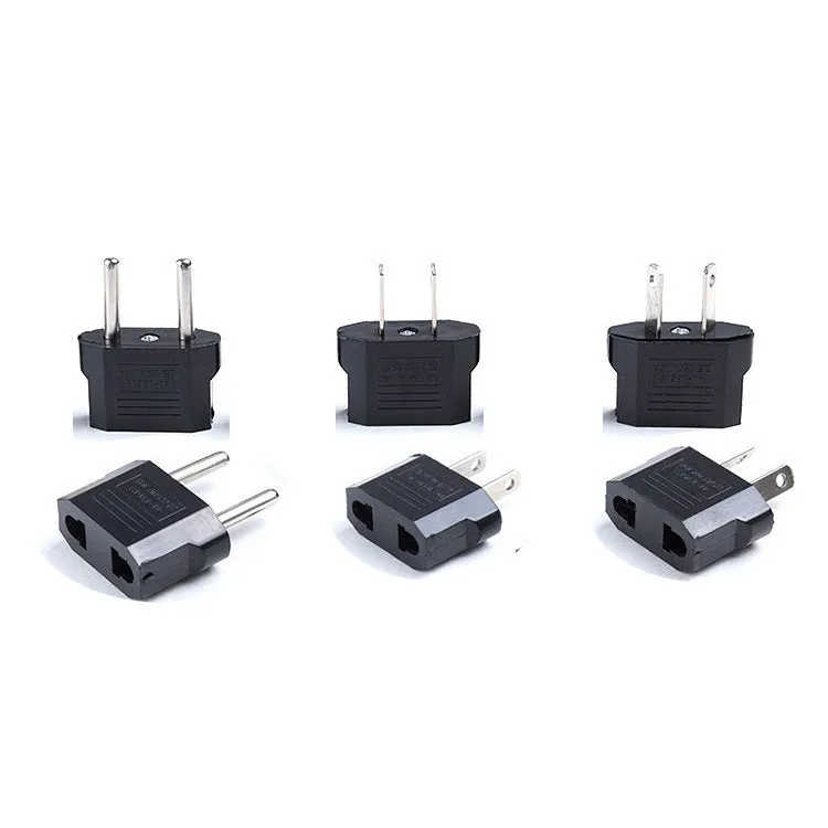 Compact black three-outlet travel plug converter adapter with AU plug type on a white background