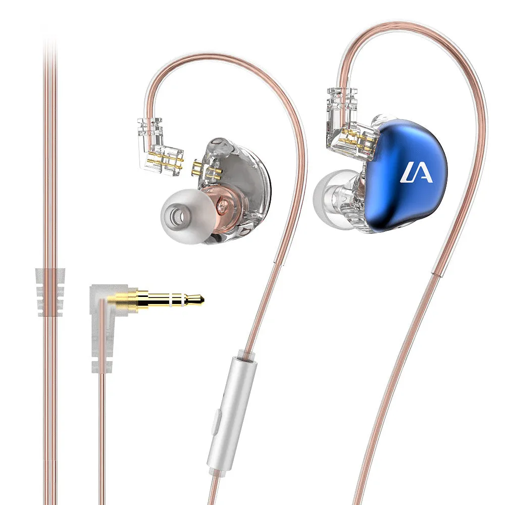 LE3 in-ear wired headset with ear-hook design and silver-plated cable