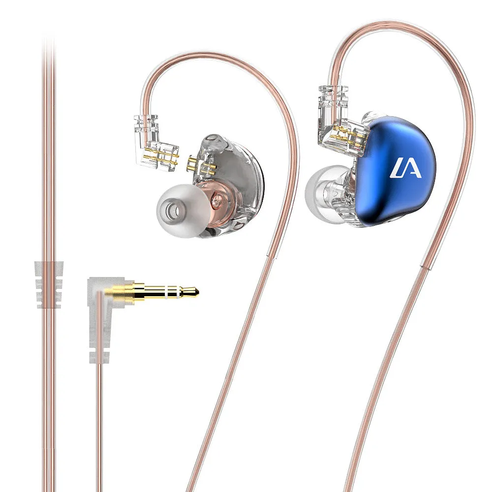 LE3 in-ear wired headset with ear-hook design and silver-plated cable