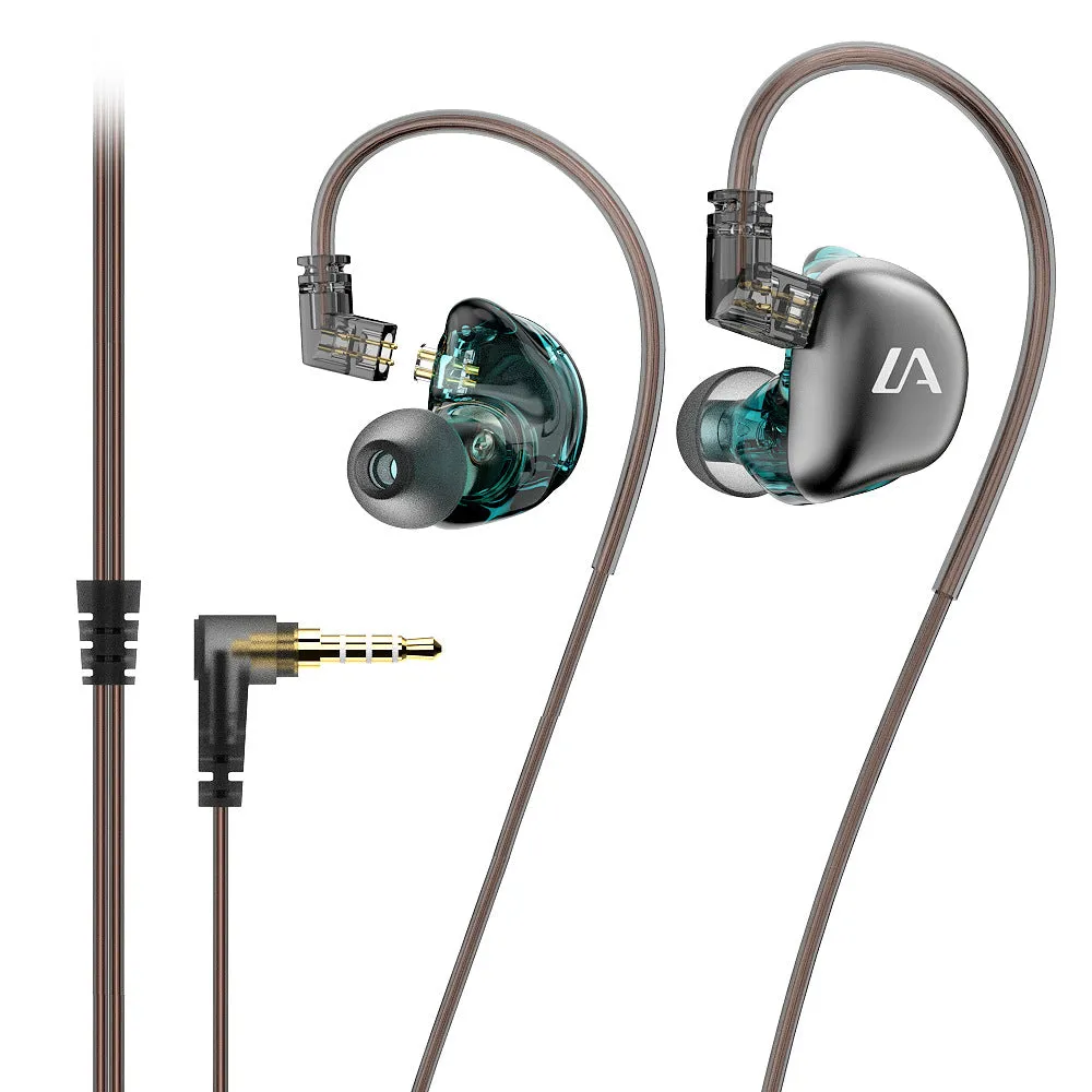 LE3 in-ear wired headset with ear-hook design and silver-plated cable