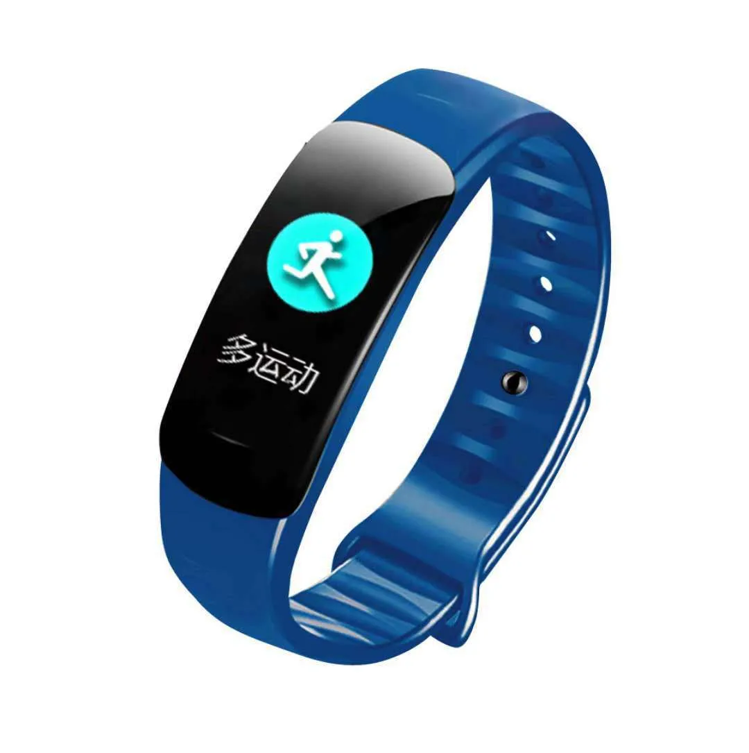 C1plus Smart Bracelet with 0.96 inch touch screen and TPU wristband, black colour, step counting display