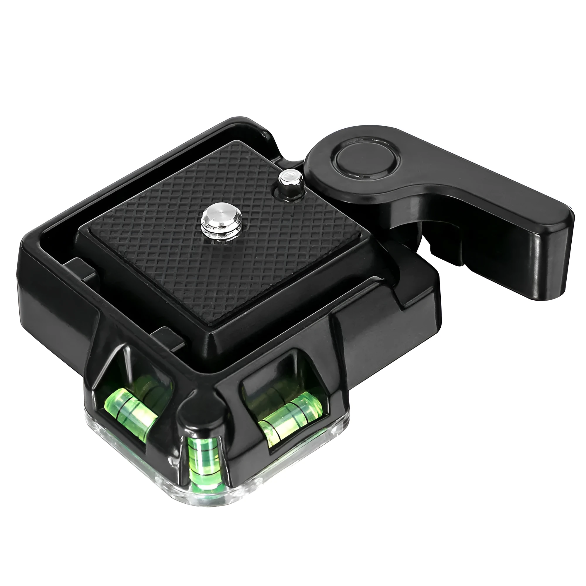 Black universal quick release seat plate for PTZ tripod, 4x4cm plate, compatible with iPhone and SLR cameras
