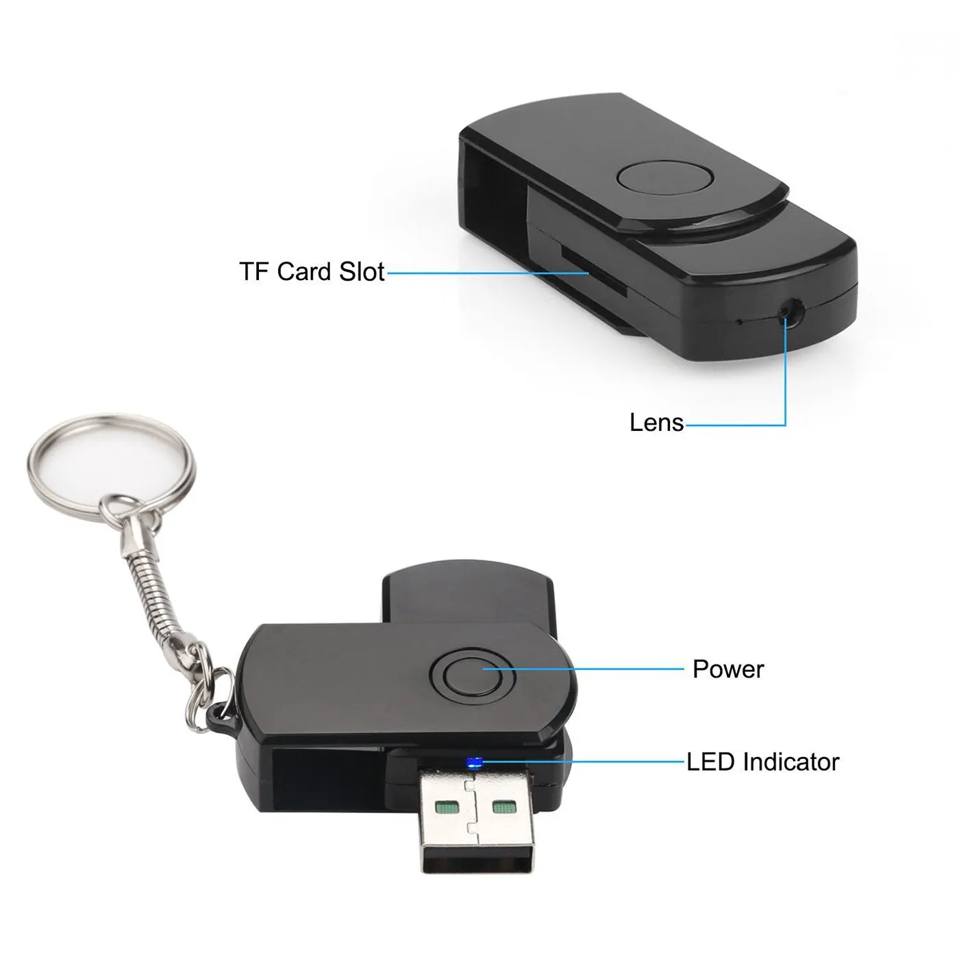 Professional USB voice recorder in black with voice activated recording and TF card slot