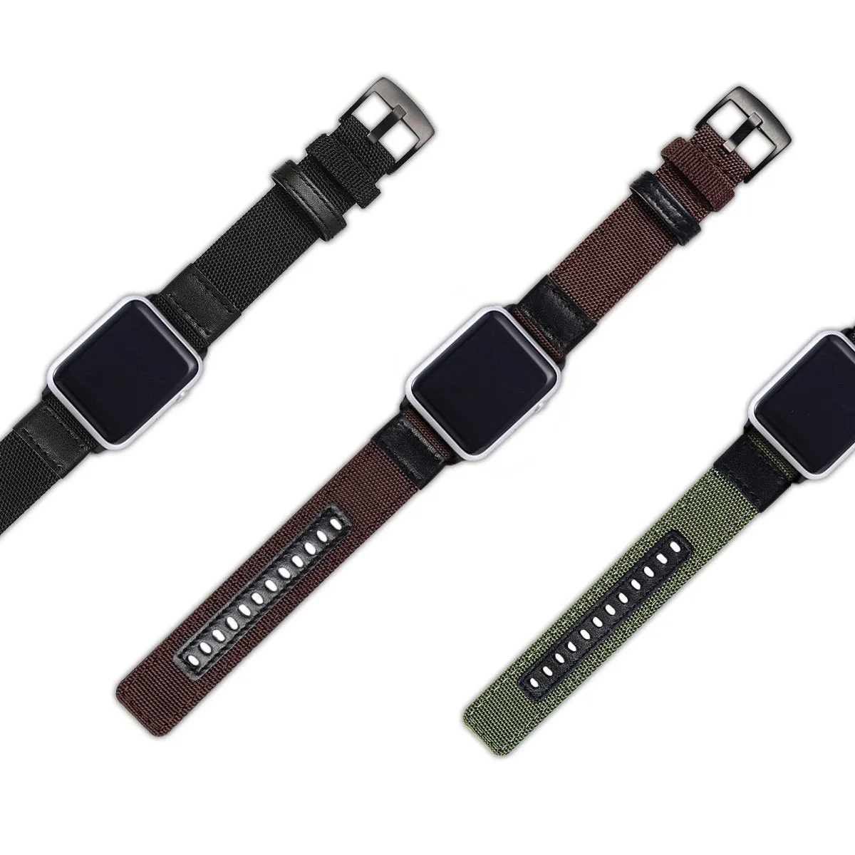 Waterproof stain resistant nylon canvas watch strap in black for 42mm smartwatch armband type