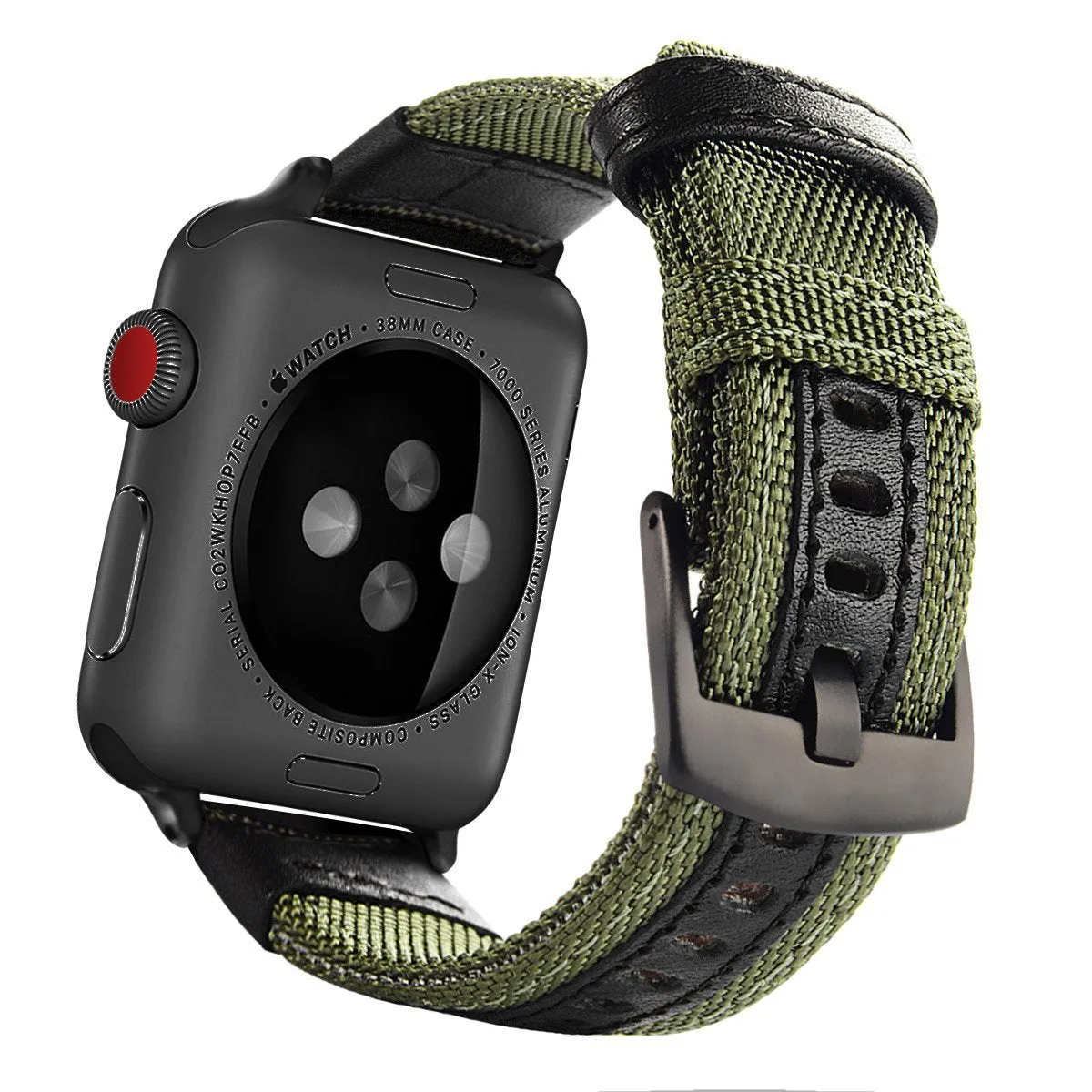 Waterproof stain resistant nylon canvas watch strap in black for 42mm smartwatch armband type