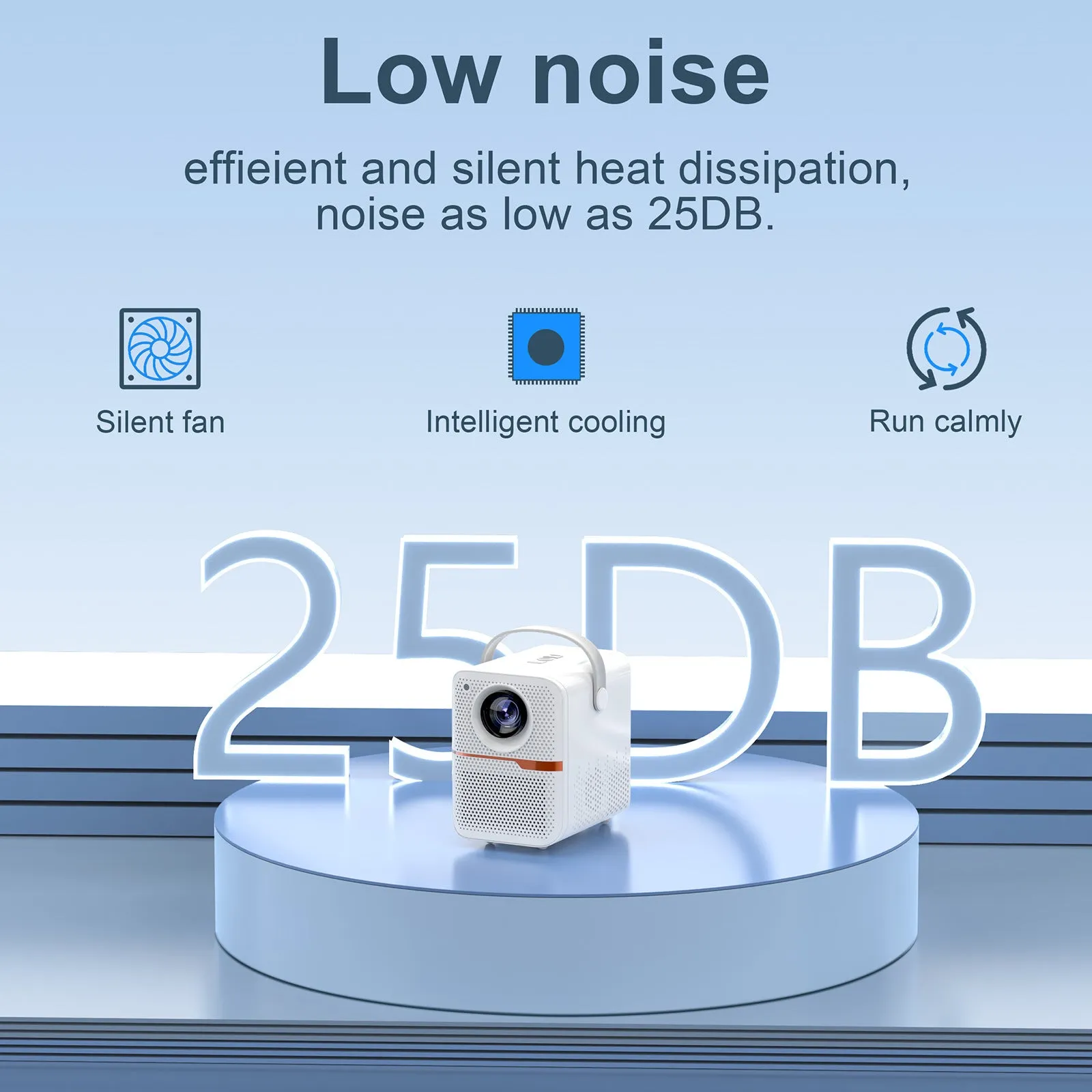 P10 portable Android projector in black or white with 720p resolution and 400 lumens brightness