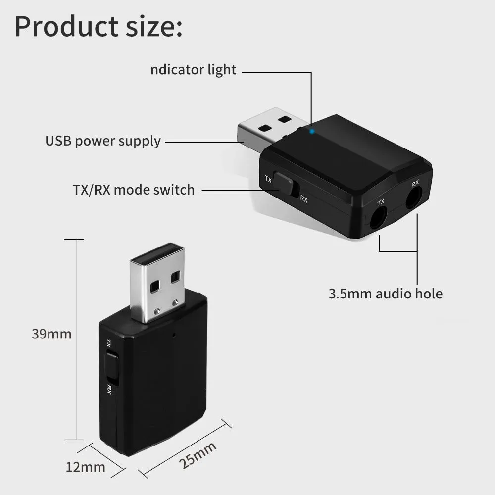 Black USB 2.0 riser card Bluetooth transmitter receiver for desktop PC
