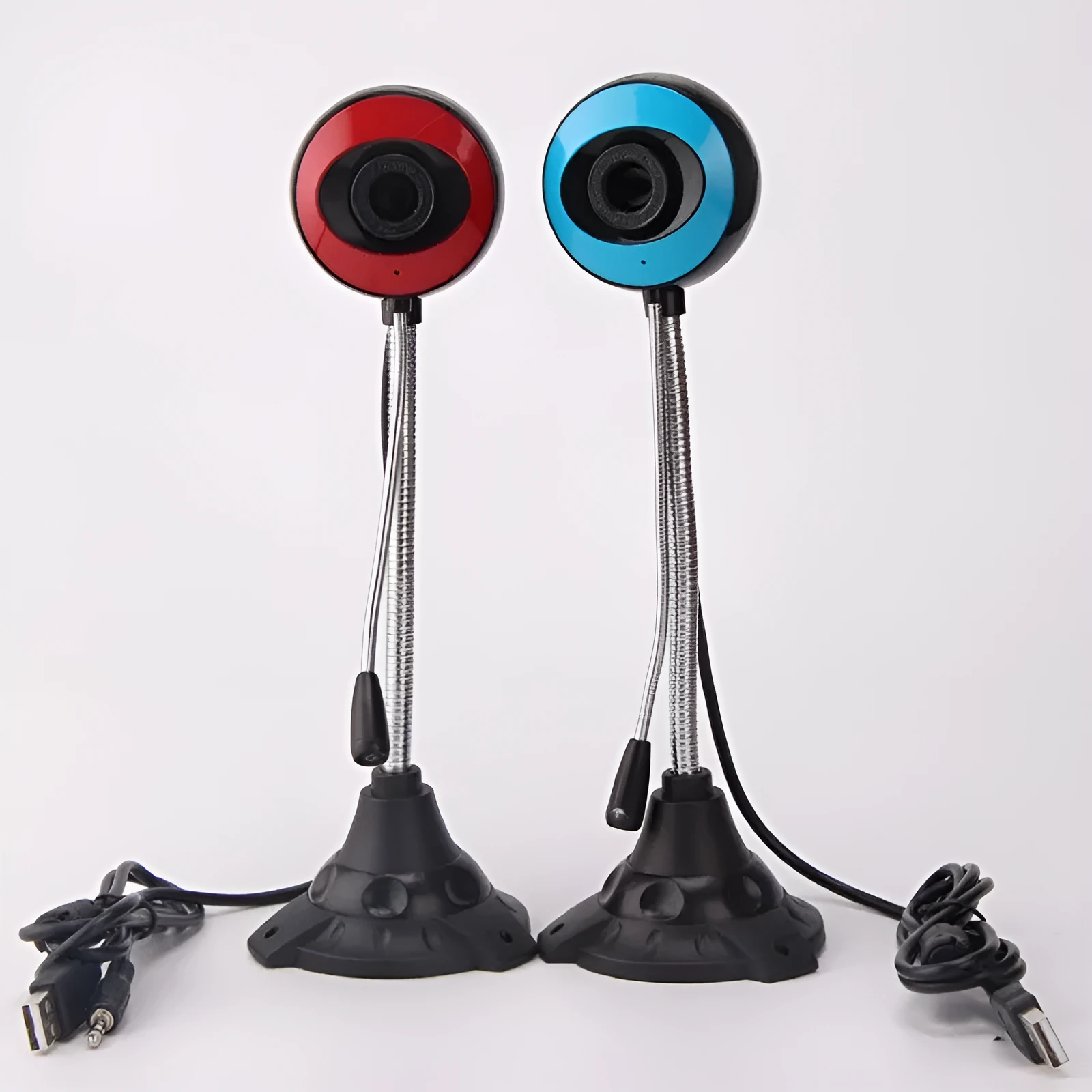 Desktop USB camera with built-in microphone, plastic housing, blue black colour