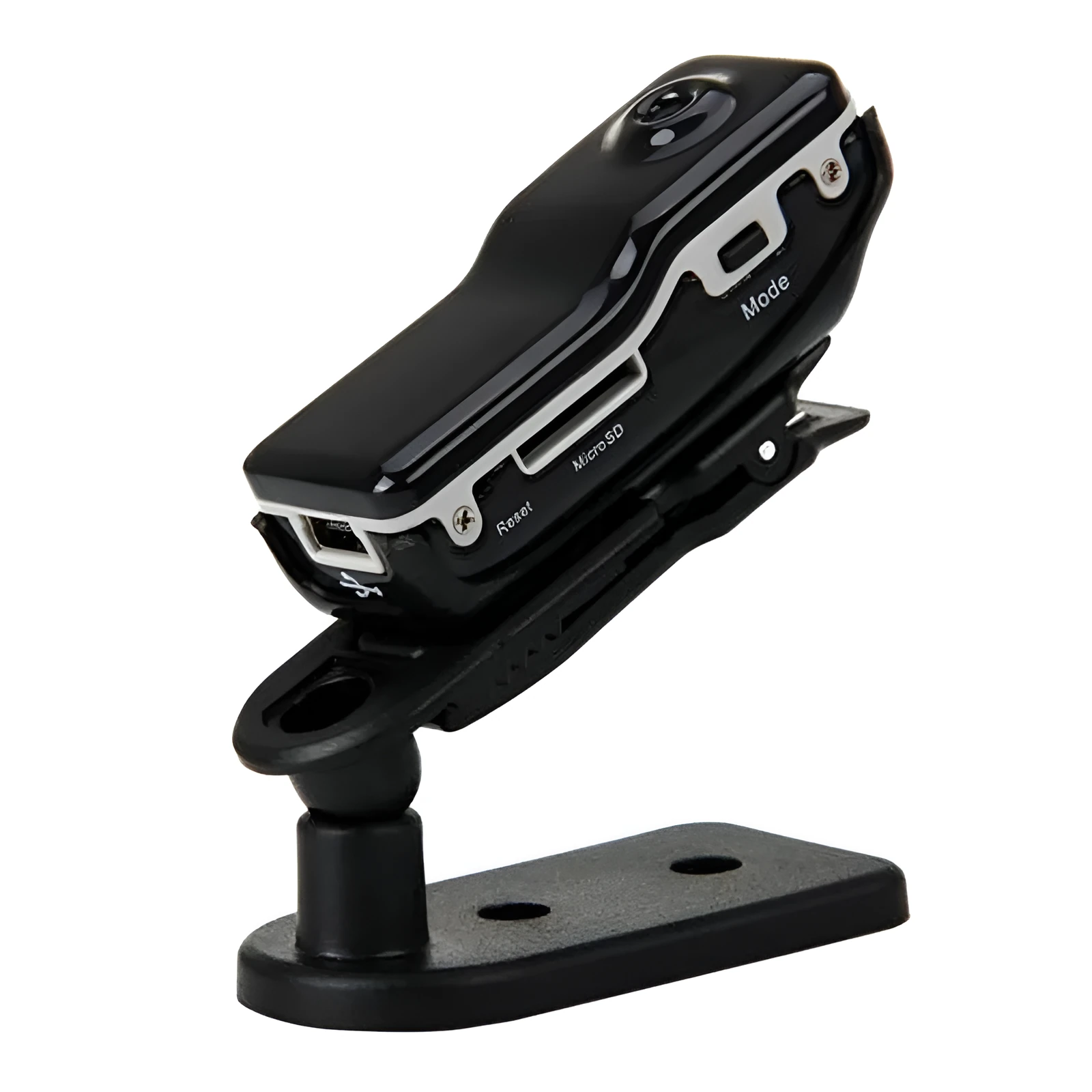 Black mini action camera with USB port for outdoor sports recording