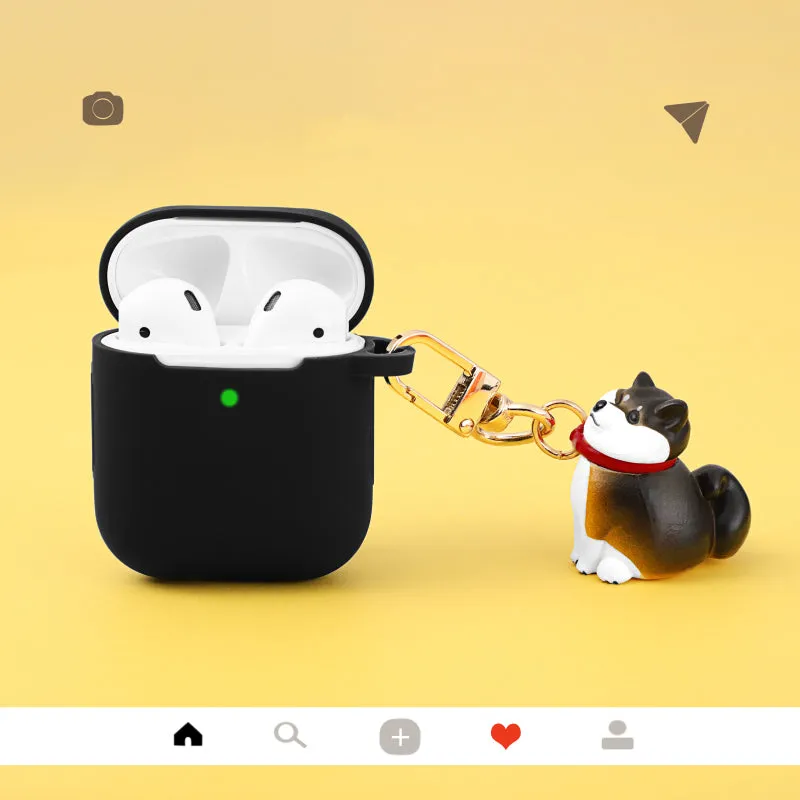 Shiba Inu dog refusal design soft silicone protective headphone case for AirPods with yellow pendant
