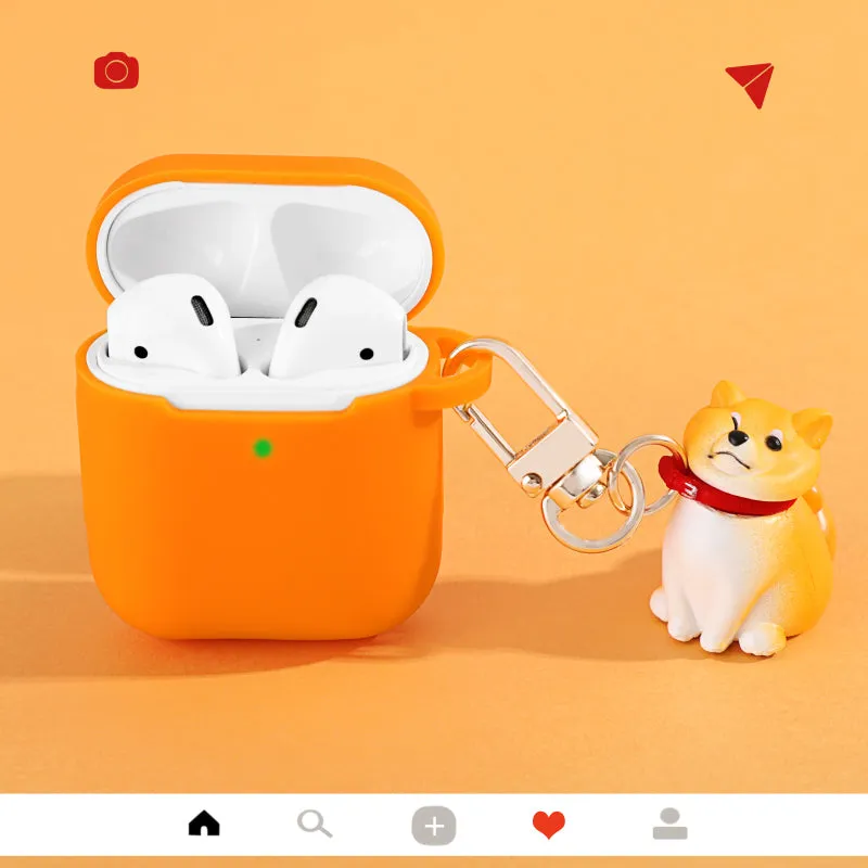 Shiba Inu dog refusal design soft silicone protective headphone case for AirPods with yellow pendant