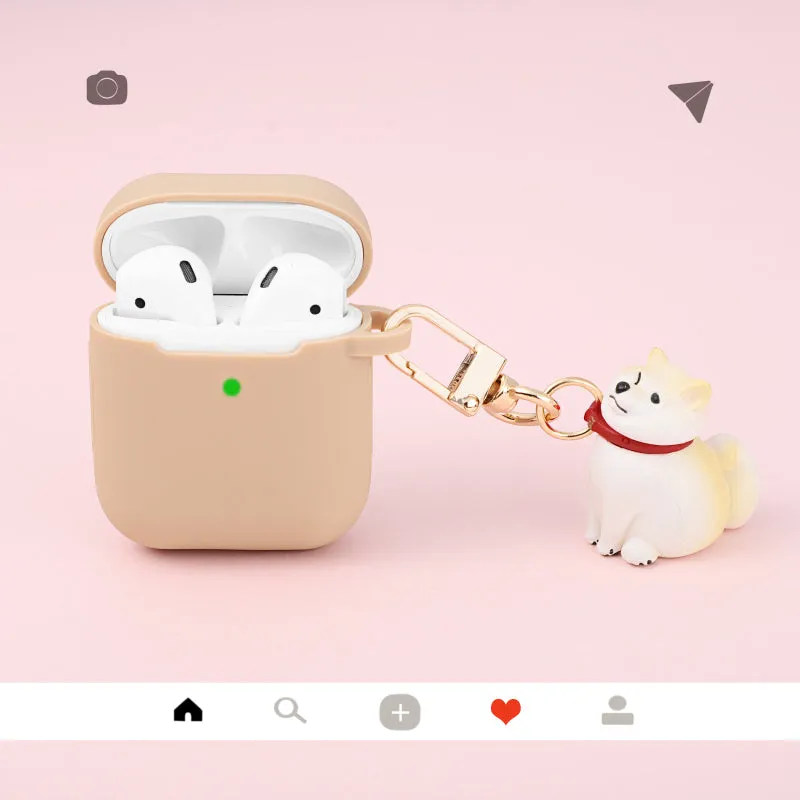 Shiba Inu dog refusal design soft silicone protective headphone case for AirPods with yellow pendant