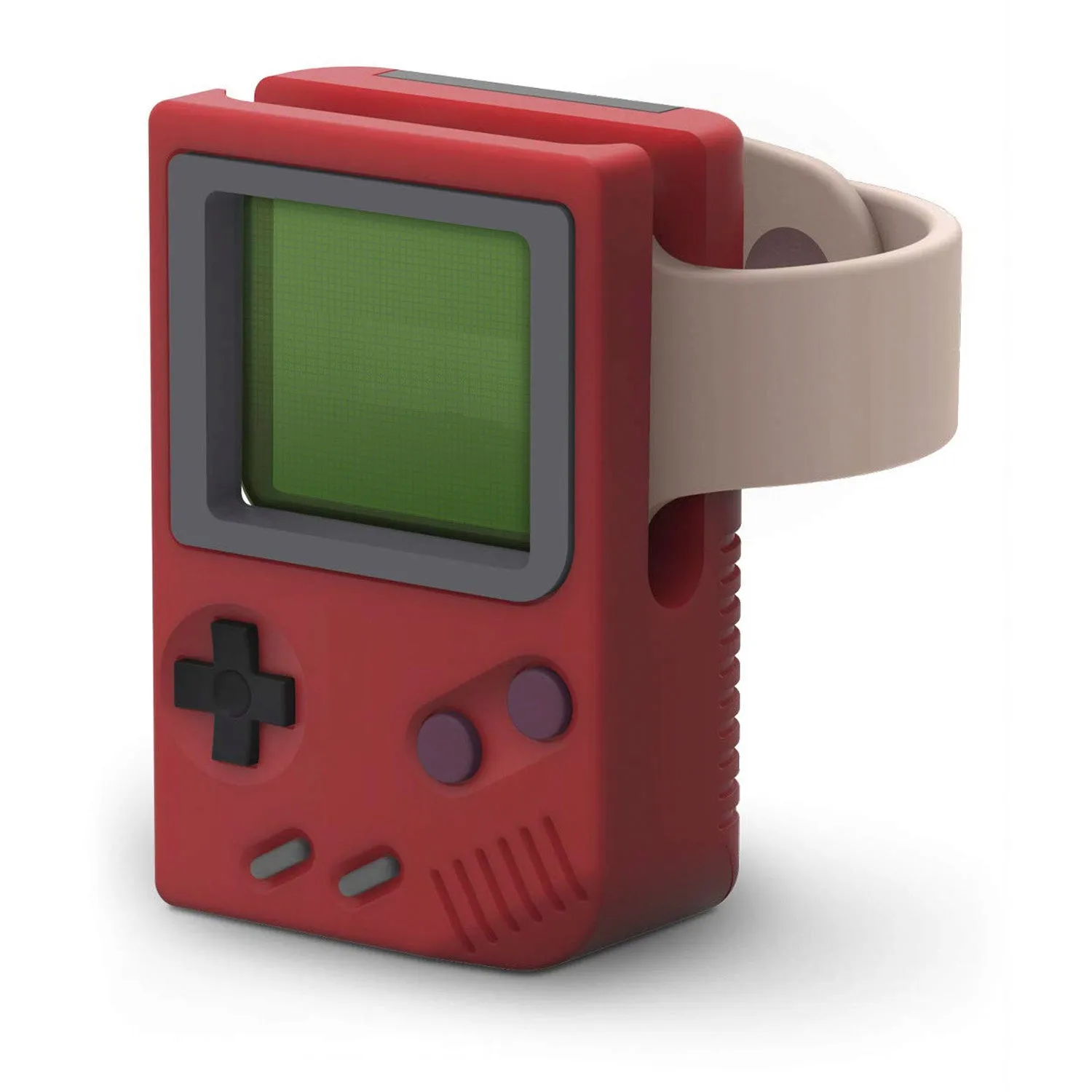 Small silicone watch charging stand in Black compatible with iWatch 5th generation on a desktop