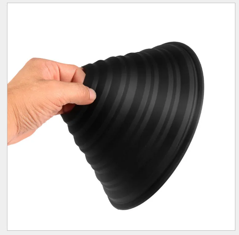 Black anti reflective silicone lens cover for SLR cameras with 21cm diameter