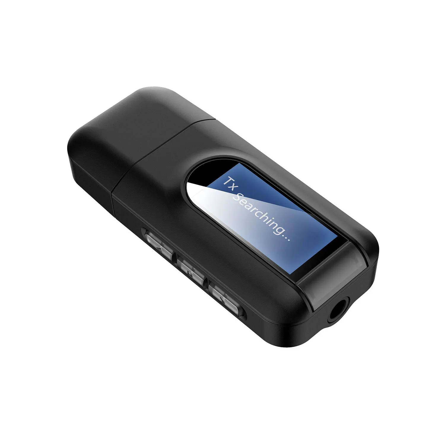 Black USB Bluetooth 5.0 audio adapter receiver transmitter combo for TV computer car with AUX interface