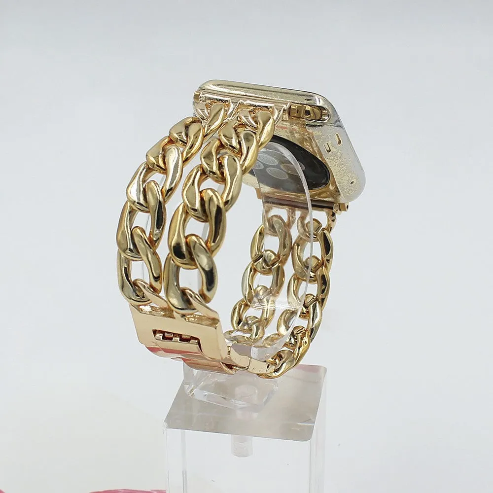 Resin splicing metal denim chain watch strap in multiple colours for 38mm 42mm smartwatches