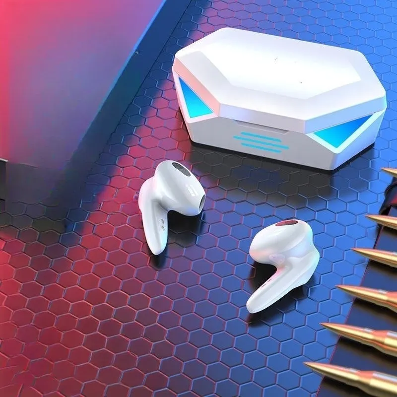 G20 Bluetooth Gaming TWS Headset in Black, White, or Yellow colours with charging case.