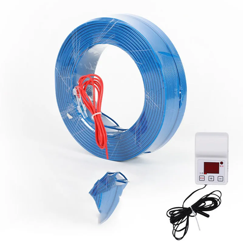 Roll of air heating cable for greenhouse space with multiple length and voltage options including thermostat models