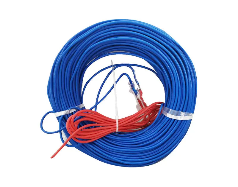 Roll of air heating cable for greenhouse space with multiple length and voltage options including thermostat models