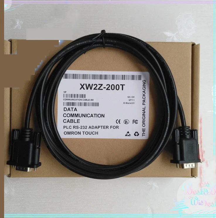 Black xw2z-200t Series touch screen to CP1H PLC connection cable with DB9 connector