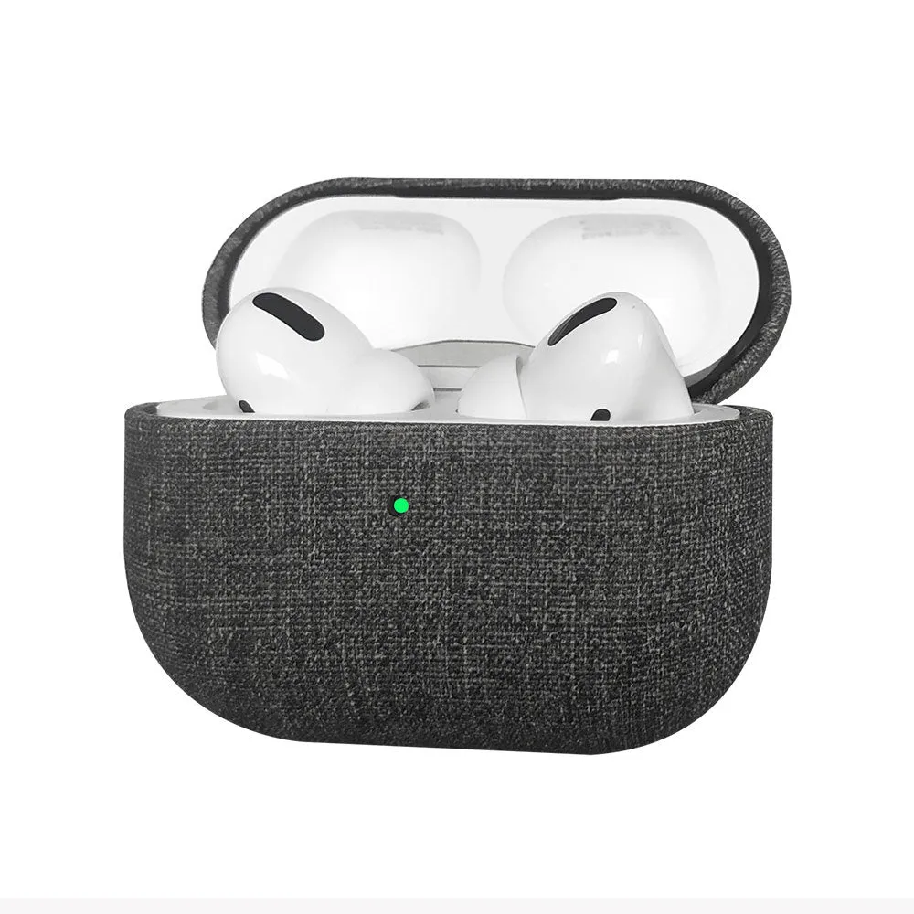 All-inclusive fabric PU cloth pattern protective cover for AirPods AirPods Pro and AirPods 3 in grey