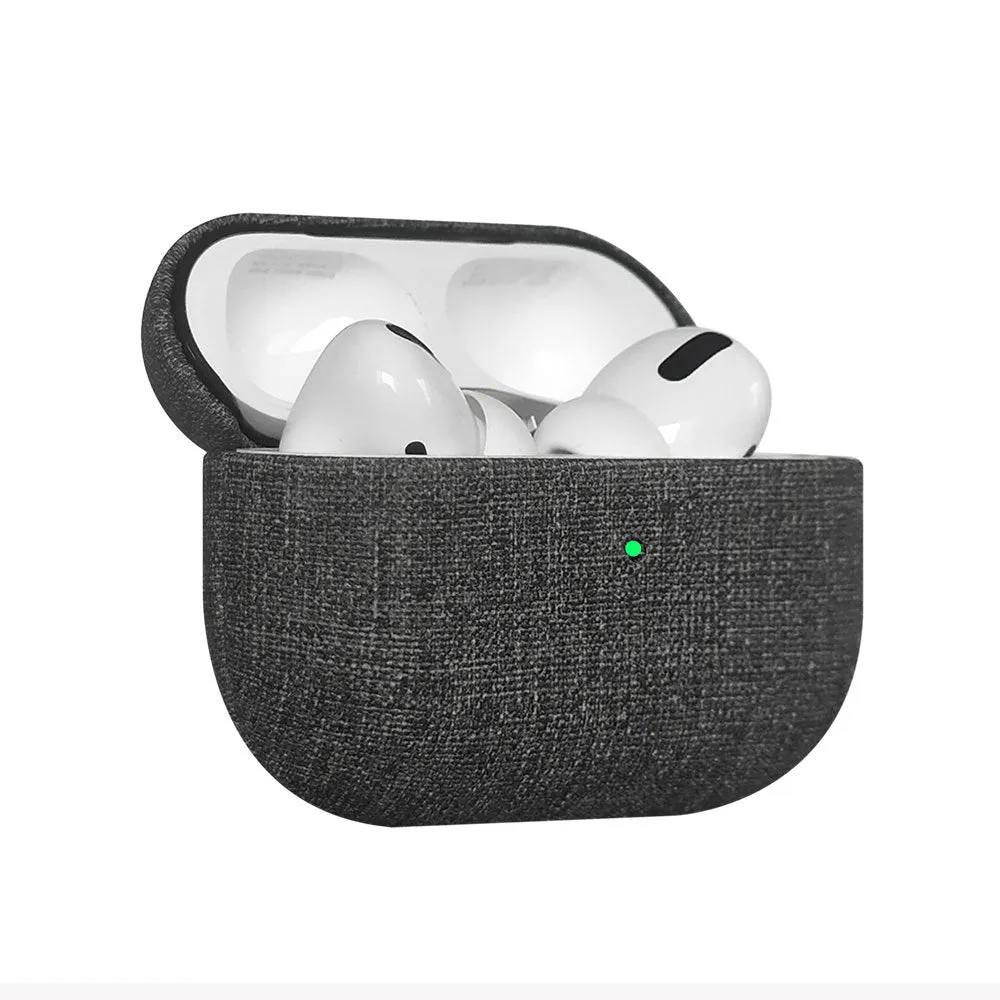 All-inclusive fabric PU cloth pattern protective cover for AirPods AirPods Pro and AirPods 3 in grey