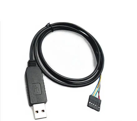 Black FT232 USB to TTL download cable with 6-pin connector and 1 metre length for programming