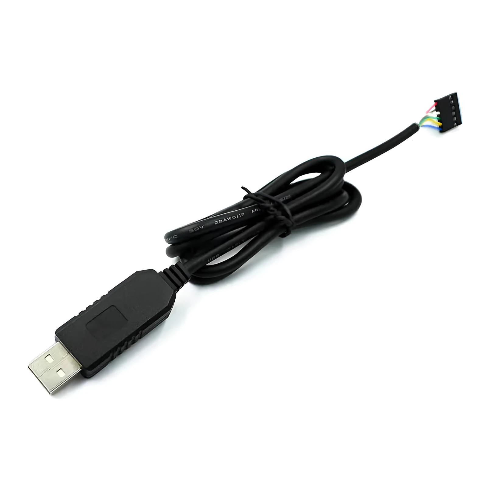 Black FT232 USB to TTL download cable with 6-pin connector and 1 metre length for programming