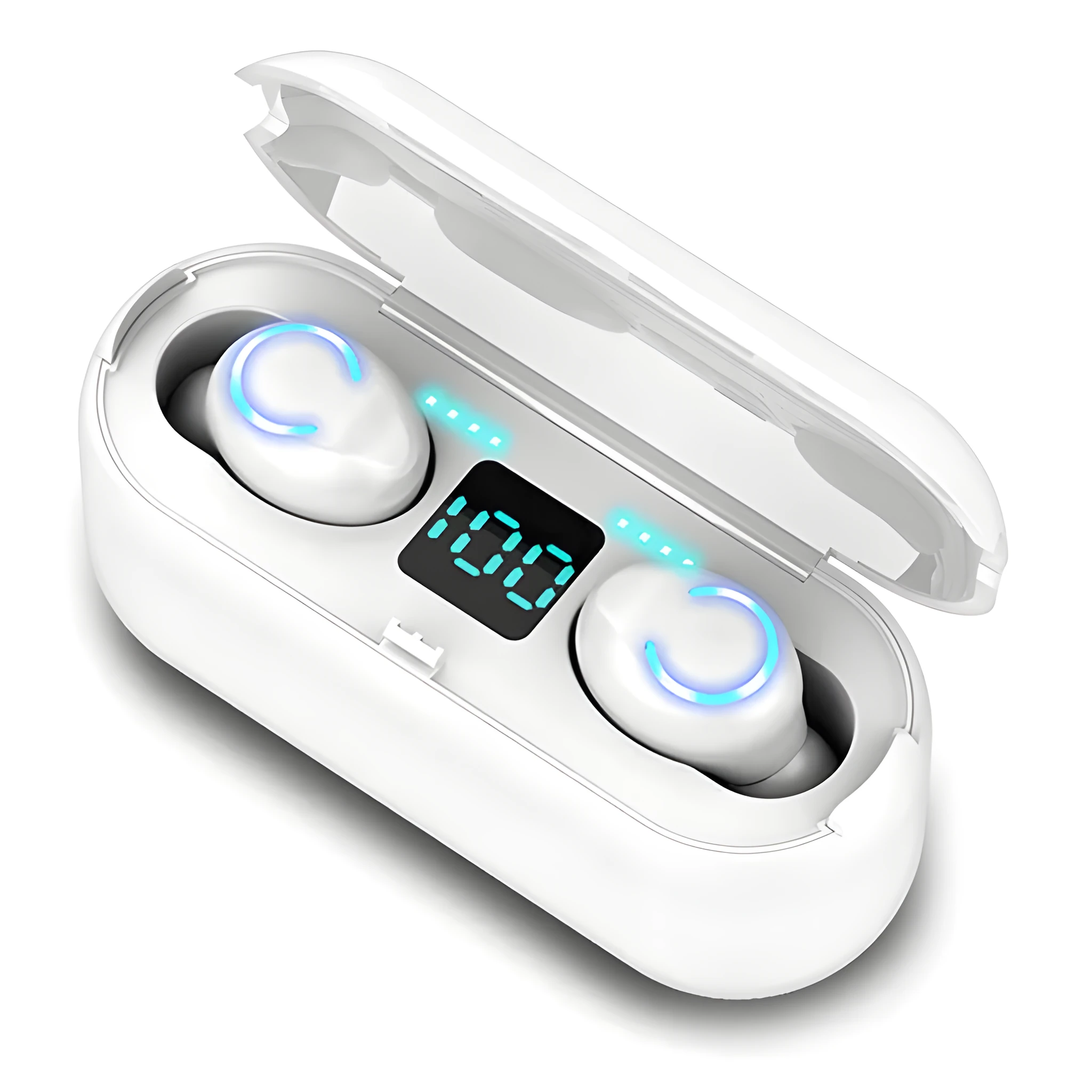 Binaural digital display Bluetooth headset in black with battery indicator