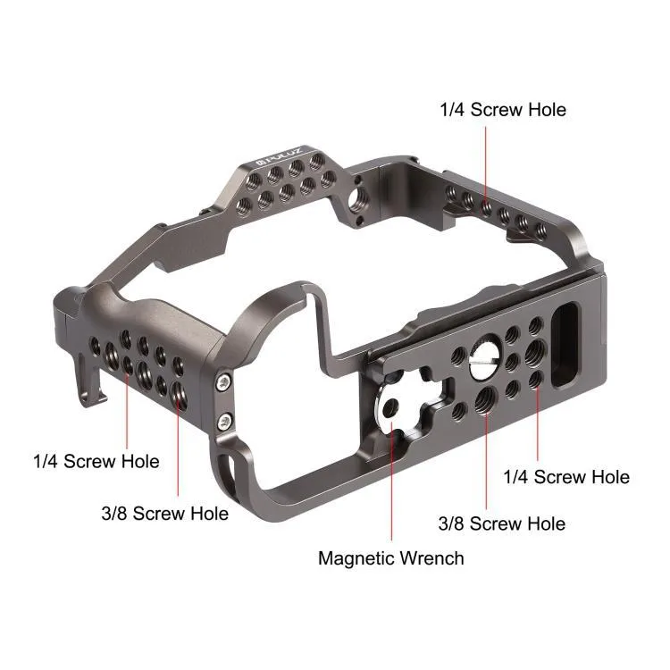 Aluminium alloy camera cage frame for Canon EOS R5 R6 R7 RP R10 with open design
