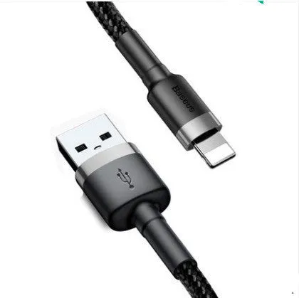 Red and black Apple compatible USB Lightning charging cable for iPhone models