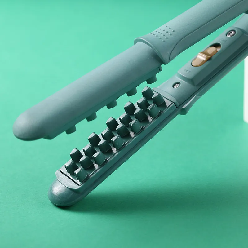 Electric curling iron with corn perm splint and tourmaline ceramic barrel in dark green