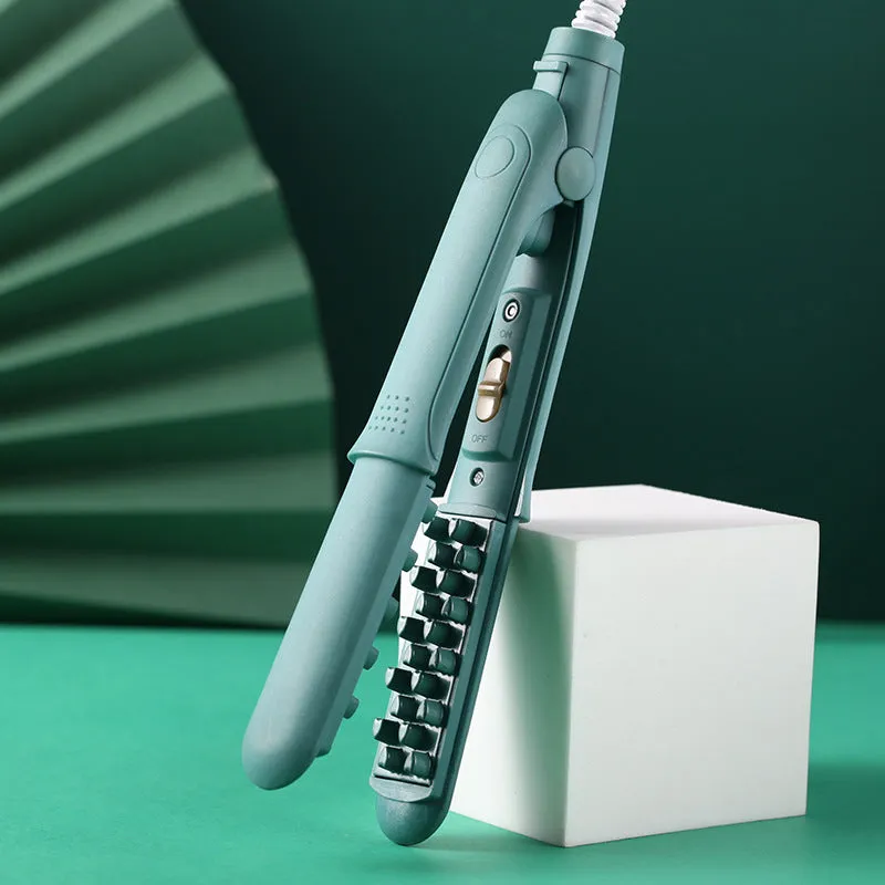 Electric curling iron with corn perm splint and tourmaline ceramic barrel in dark green