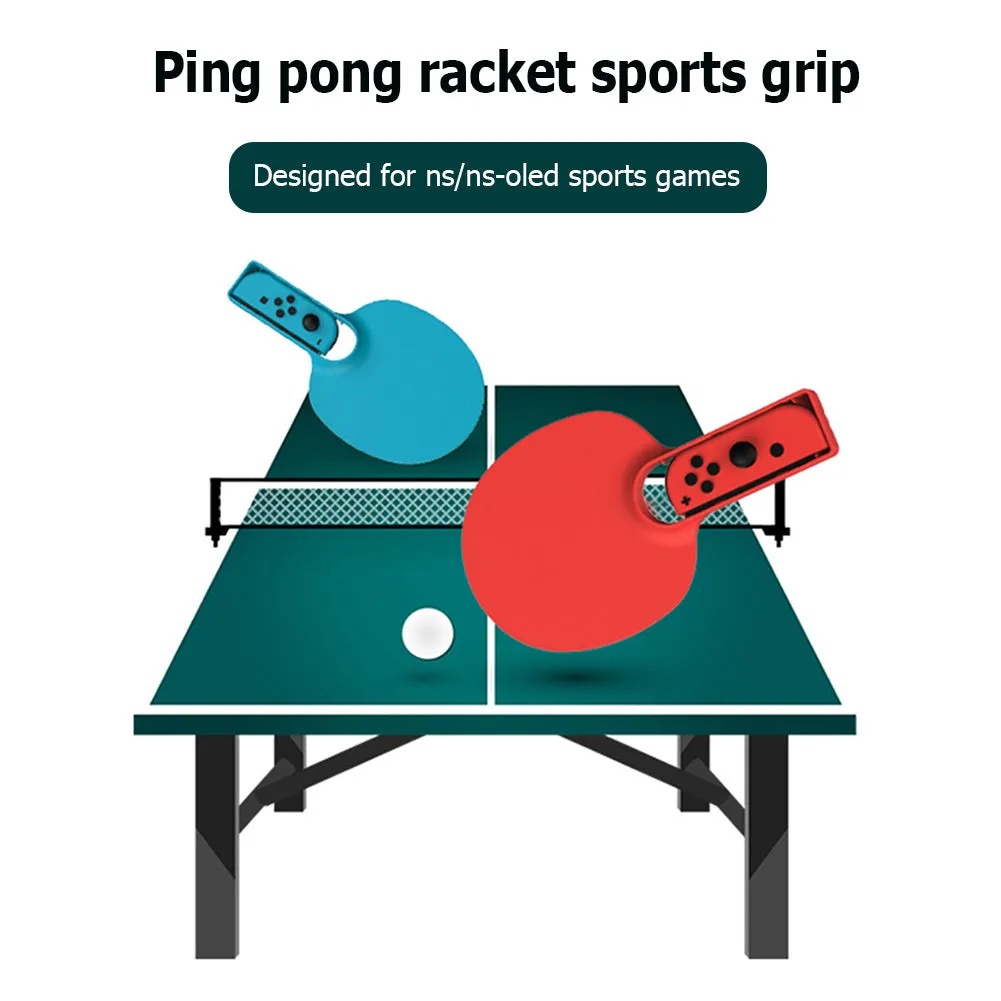 Pair of blue and red ABS Joy Con racket grips for Nintendo Switch table tennis game