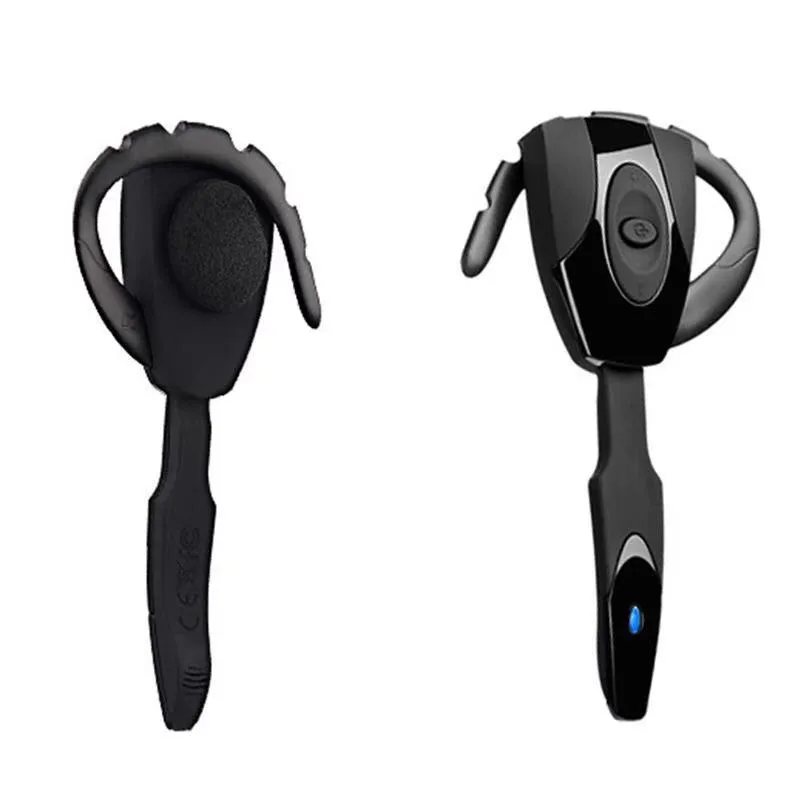 EX-01PS3 Bluetooth headset in black with hanging ear design and power display