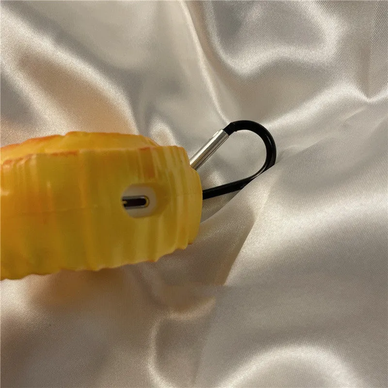 Yellow silicone butter cookie shaped protective case for AirPods charging case compatible with multiple models